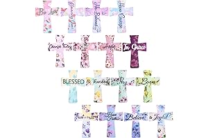 Outus 48 Pieces Christian Magnetic Bookmarks Religious Floral Cross Bookmarks for Women Bible Study