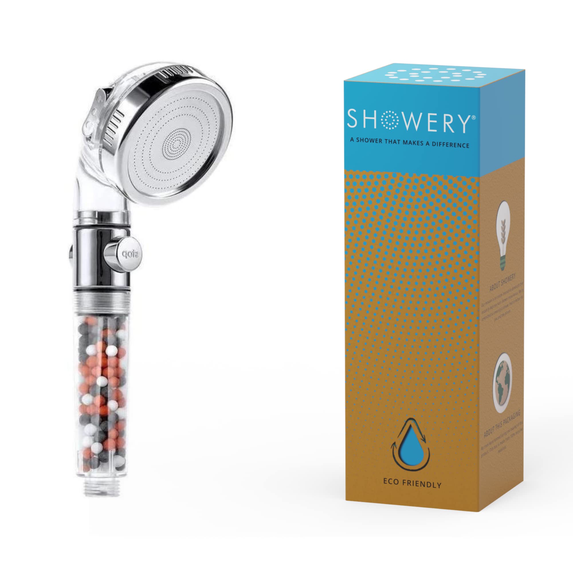 Showery® EcoFlow Shower Head Original High Pressure Ionic Shower Head