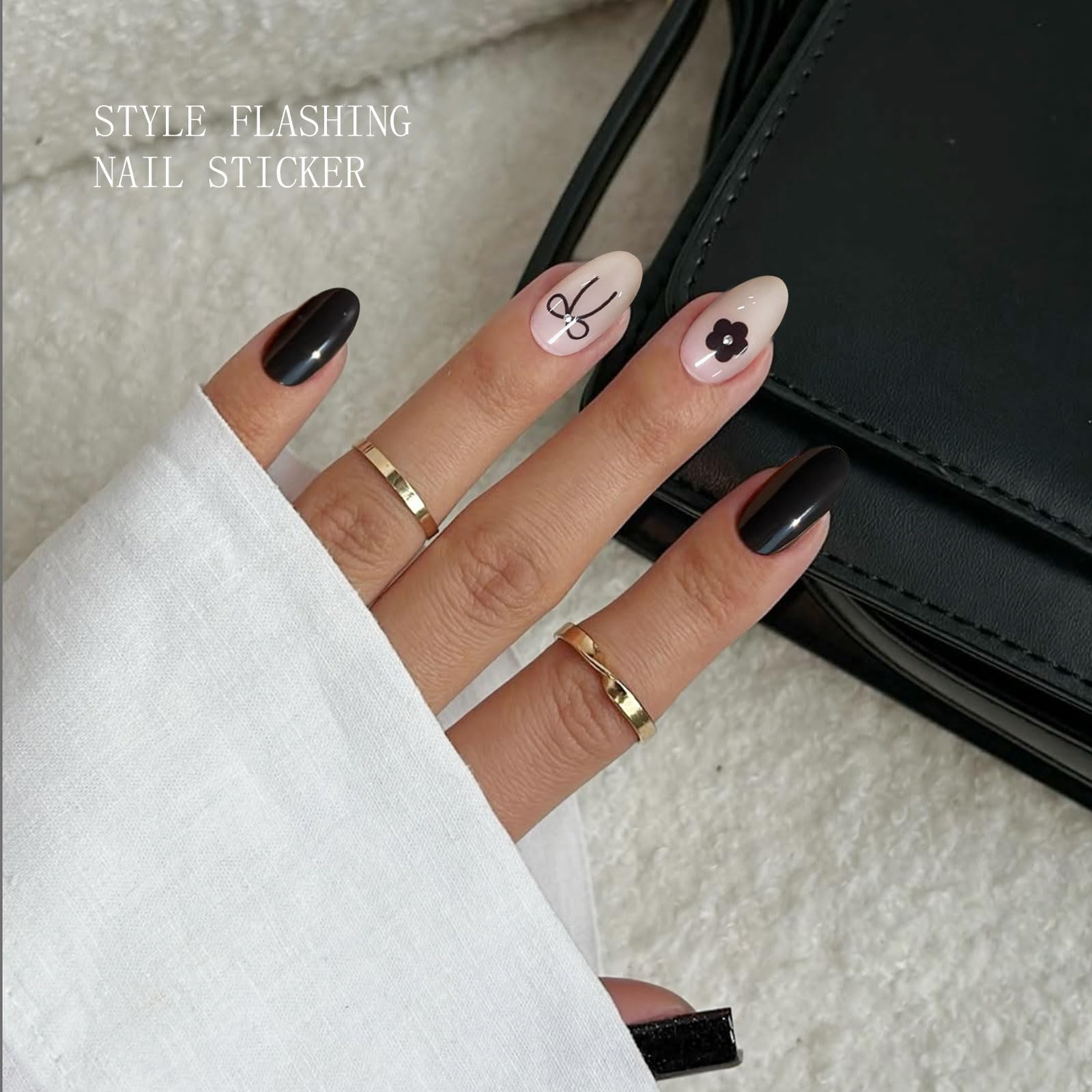 JMEOWIO UV Gel Nagelaufkleber – French Tip Mit Herz, 20 Stück Set