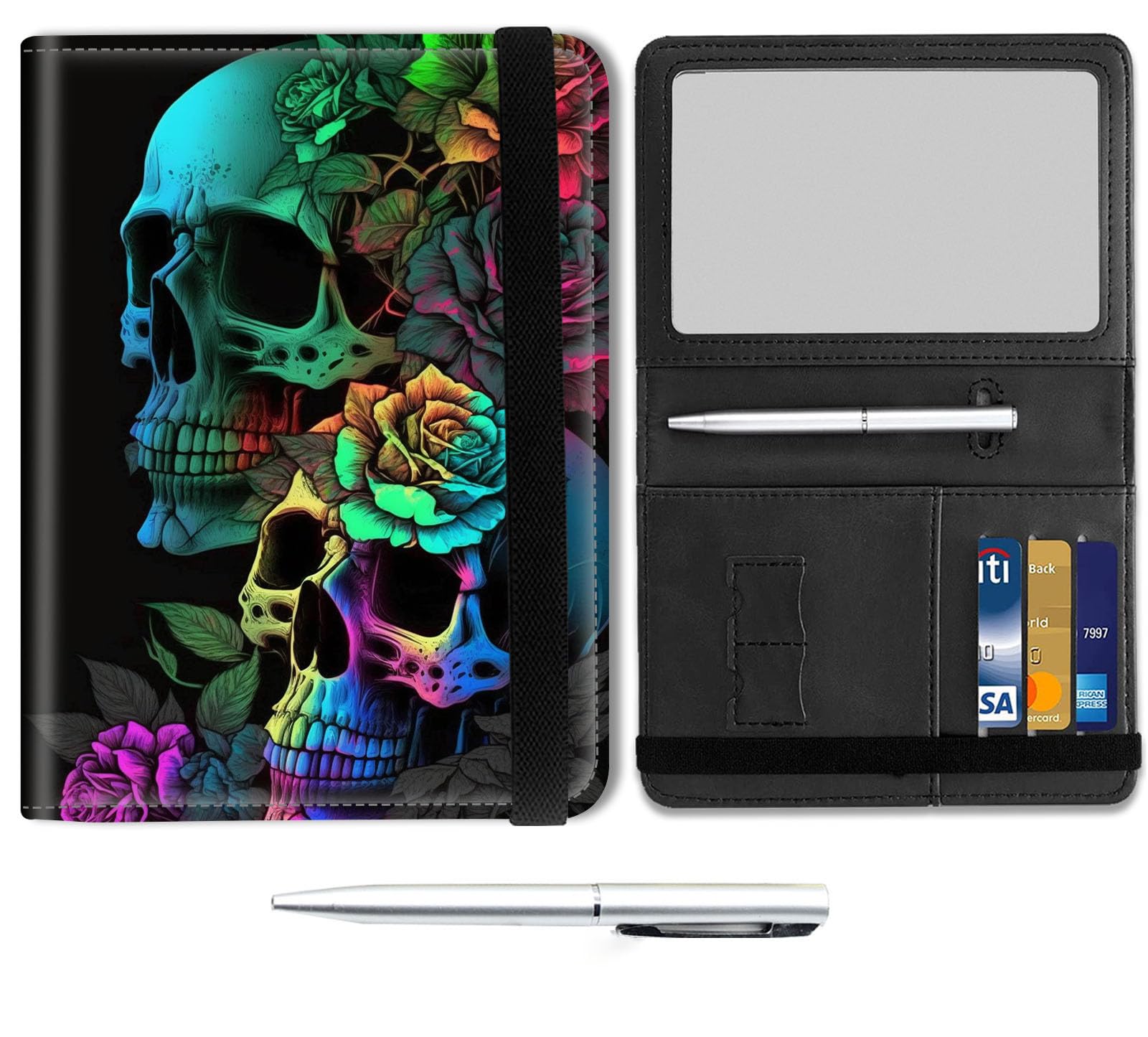 Passport and Vaccine Card Holder Combo, Leather Travel Wallet Passport Holder, Cover Case with CDC Vaccination Card Slot, Travel Documents Organizer