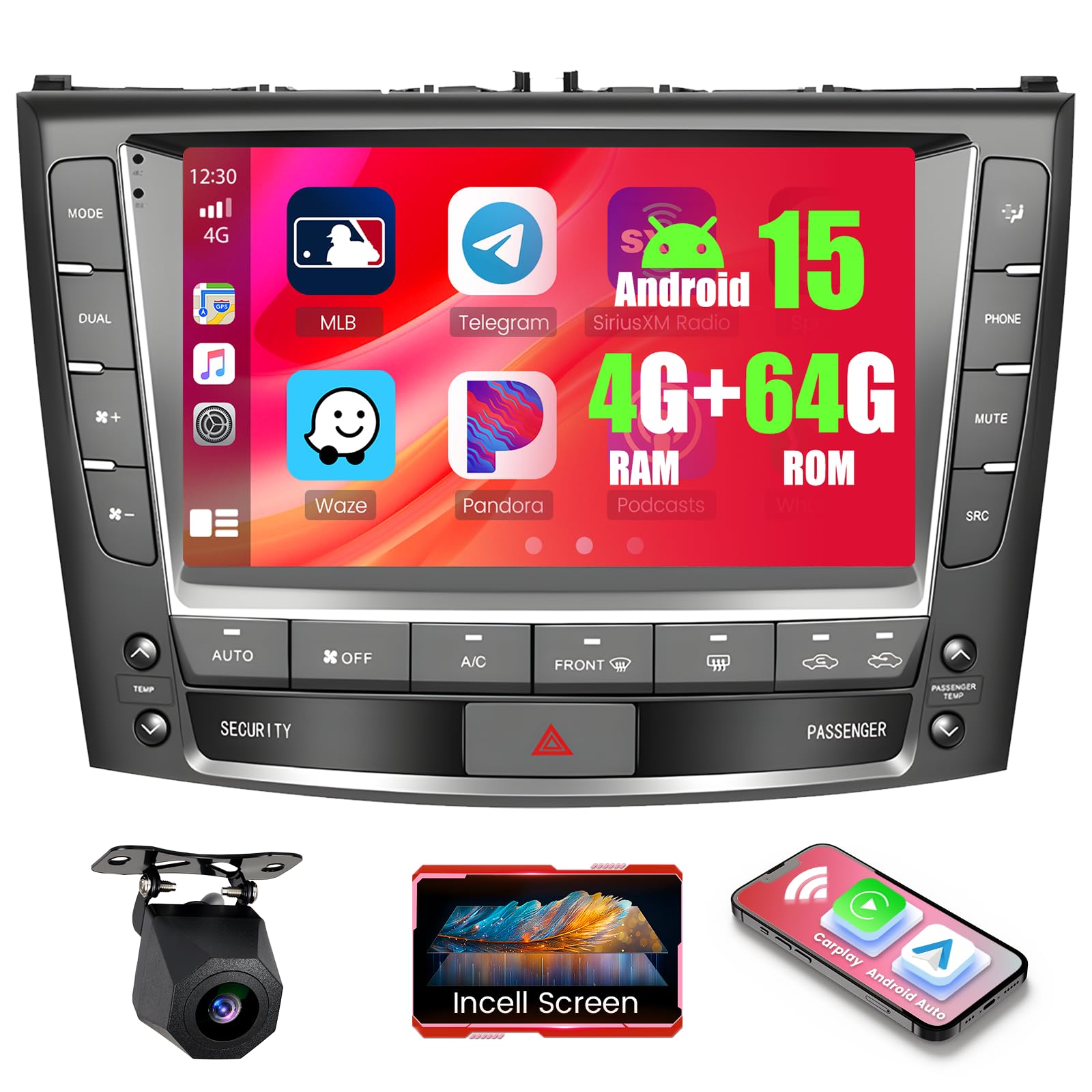 Photo 1 of Realdio 4+128GB Android 15 Car Radio for Lexus is250 2006-2012 Wireless Carplay Android Auto, 9" 1280 * 720P in-Cell Touch Screen Car Stereo WiFi Bluetooth GPS FM/RDS EQ Backup Camera MIC