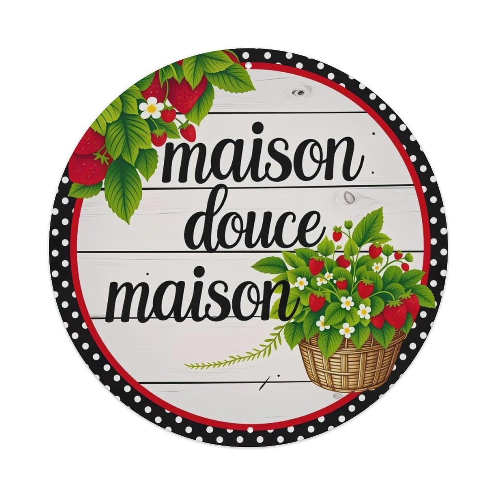 Strawberry Basket Floral Pattern Metal Tin Sign