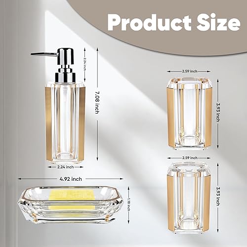 Miniatura 2 de Juego de accesorios de baño de acrílico de alta calidad, 4 piezas, botella desinfectante de manos, loción, traje de baño, botella separada, caja de