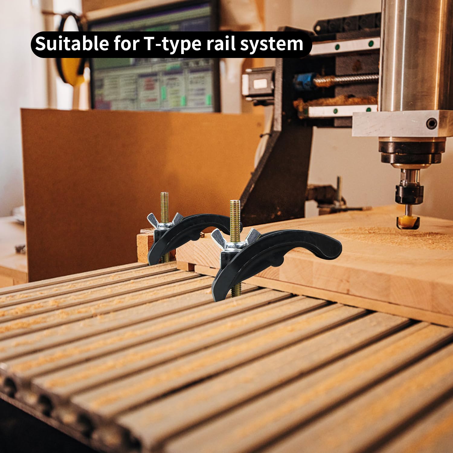 T Track Morsetto, 2 Pezzi M8 Morsetti T-Track per Legno, T-Track Hold Down Clamp Per la lavorazione del Legno Piastre di Fissaggio Stabile e Flessibile Morsetto di Fissaggio per T-Slot Utensili