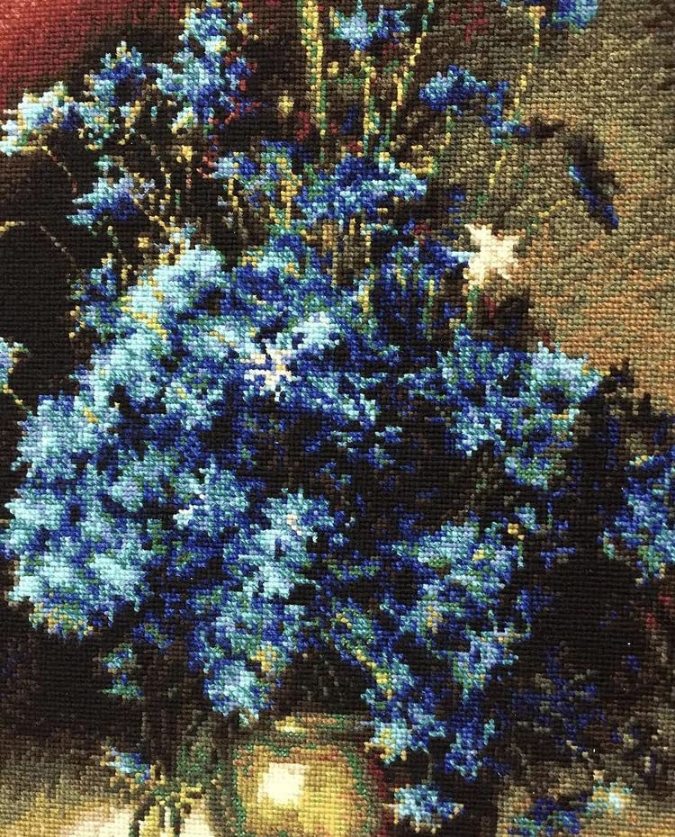 Image of RIOLIS 1772 Cornflowers According to I. Levitan Counted Cross Stitch Kit, Cotton, Multi-Colour, 3040cm