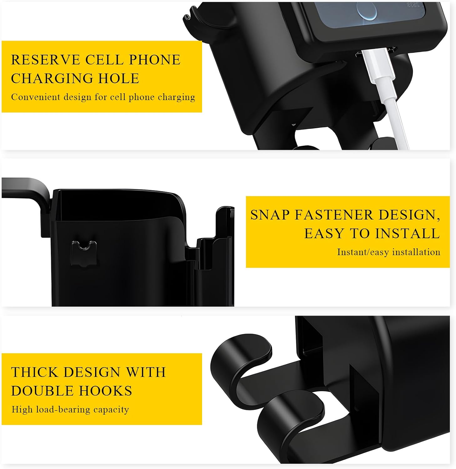 DXNQ Headrest Cup Holder for Back Seat, Multifunctional Auto Drink Cup Holder with Phone Holder & Purse Hooks, 3 in 1 Hanging Cup Holder Universal Backseat Organizer for Vehicles image 3