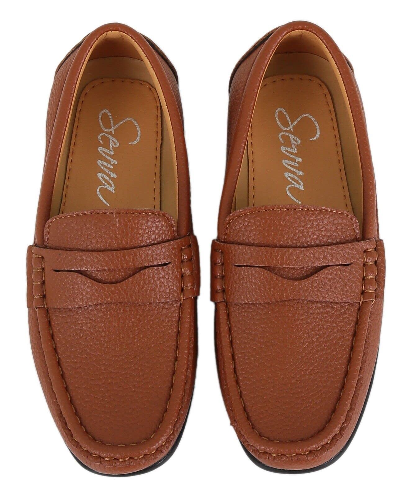Mocassino da Ragazzo in Ecopelle con battistrada, Mocassino da Sposa, Classico, Elegante, Casual, Mocassino, Scarpe Marrone Chiaro Piatte Taglia UE 27