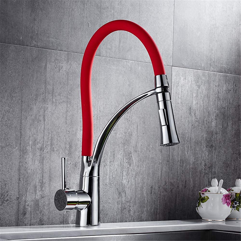 Robinet de cuisine en cuivre avec douchette extractible et double sortie
