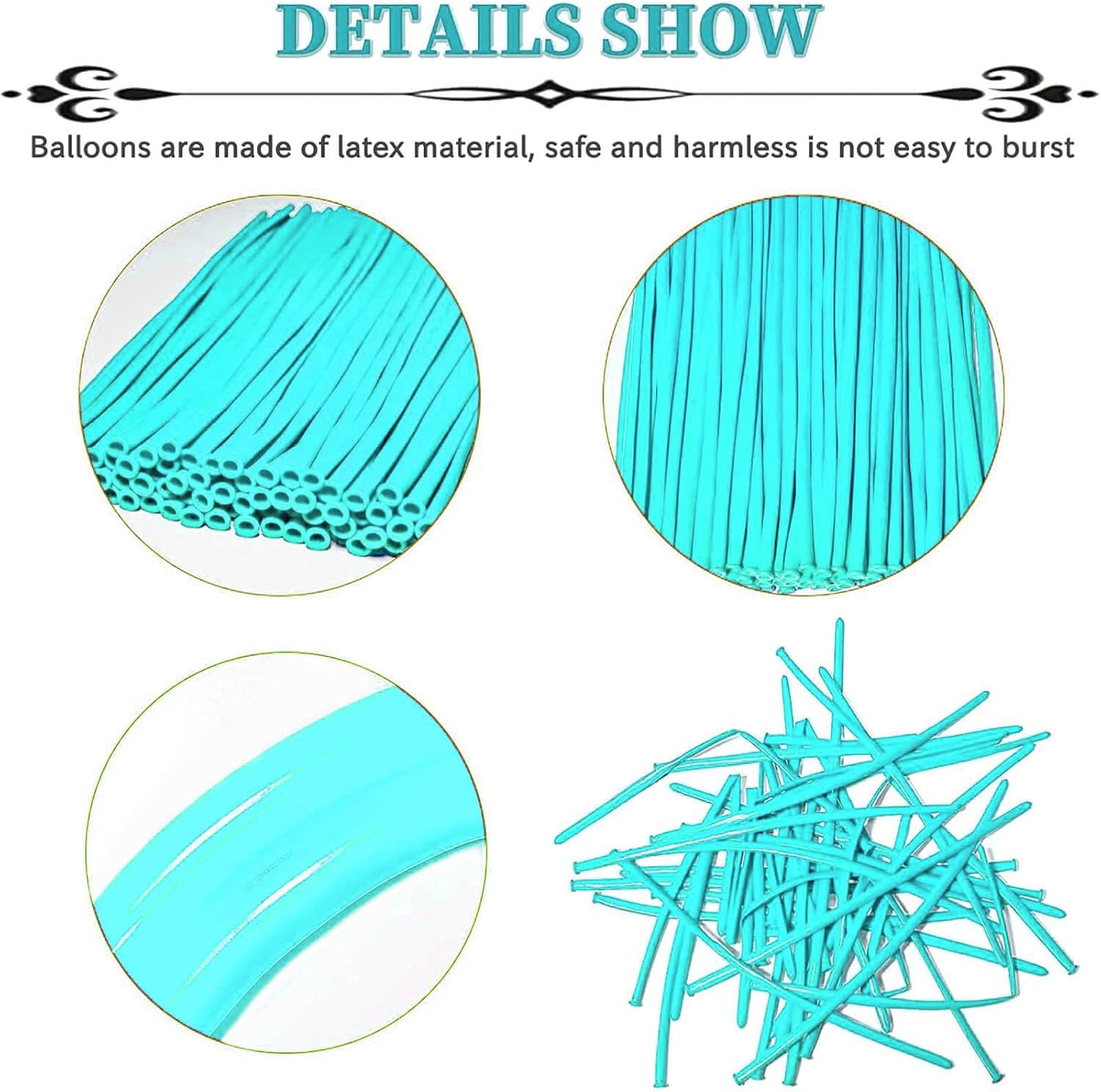 Teal Long Balloons Premium 260 Twisting Balloons Animals Magic for Birthday Kids Wedding Party Supply 100pcs image 2