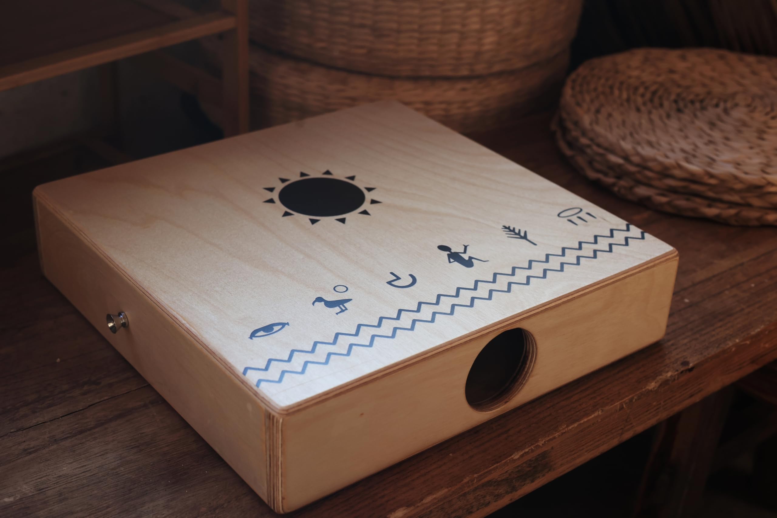 TODO Caja de cajón de viaje, tambor de mano plano, instrumento de percusión portátil de madera de abedul con cuerdas ajustables, bolsa de transporte, primera mano hecha a mano, percusión de tambor de