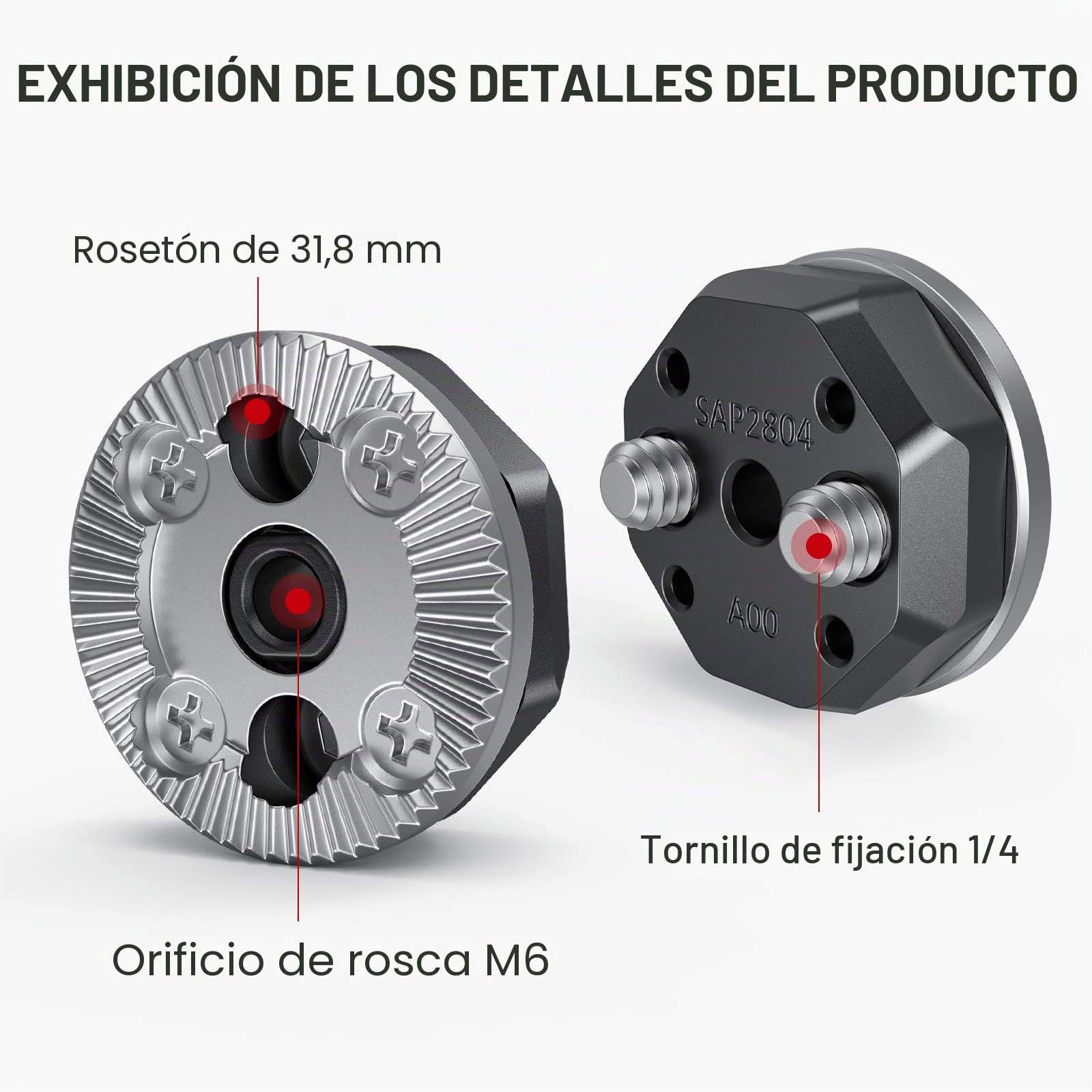 SMALLRIG Rosette Mount (Rosca M6) Adaptador para Cámara Cage y Mango de Roseta - SAP2804