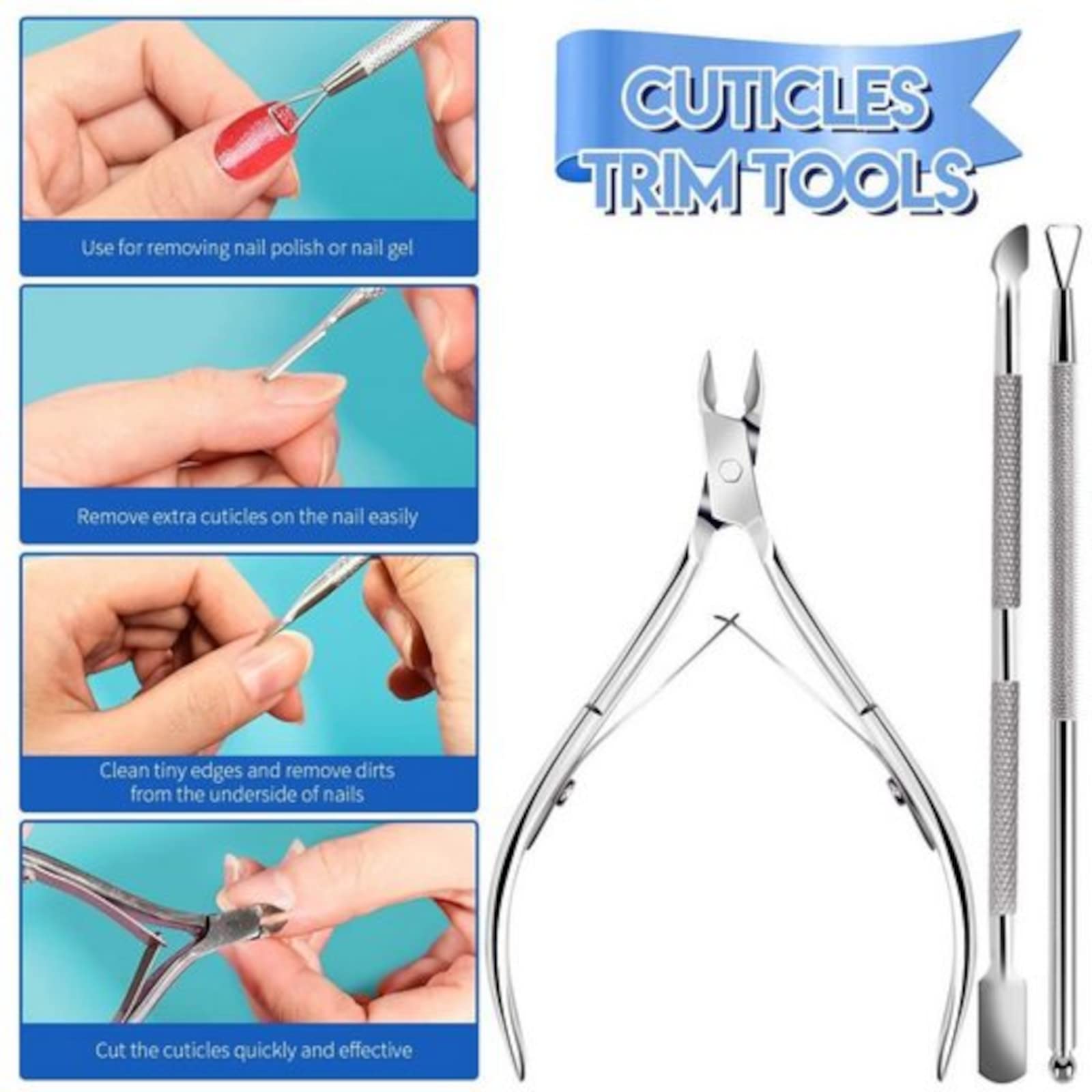 10x Nagelpflege Set 12er inkl. doppelseitige Nagelfeilen 100/180 Nagel Buffer Block Nagelhautschieber Eckenheber Nagelzange Nagelknipser und Nagelbürste für Ihre Maniküre und Pediküre (10x Set)