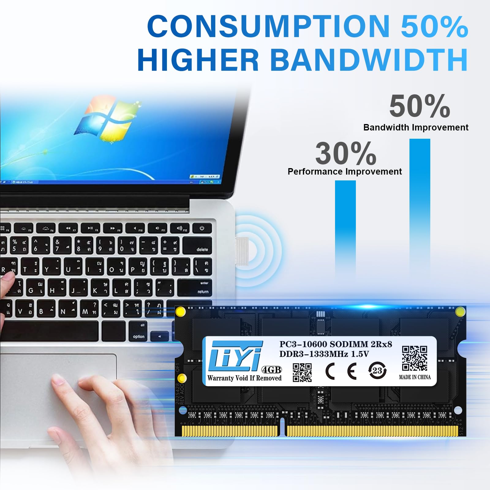 16GB (4GB 4枚組) DDR3L PC3L-10600 LIYI DDR3L/DDR3 RAM 4GB 1333MHz PC3L-10600/PC3-10600 CL9 2Rx8 204