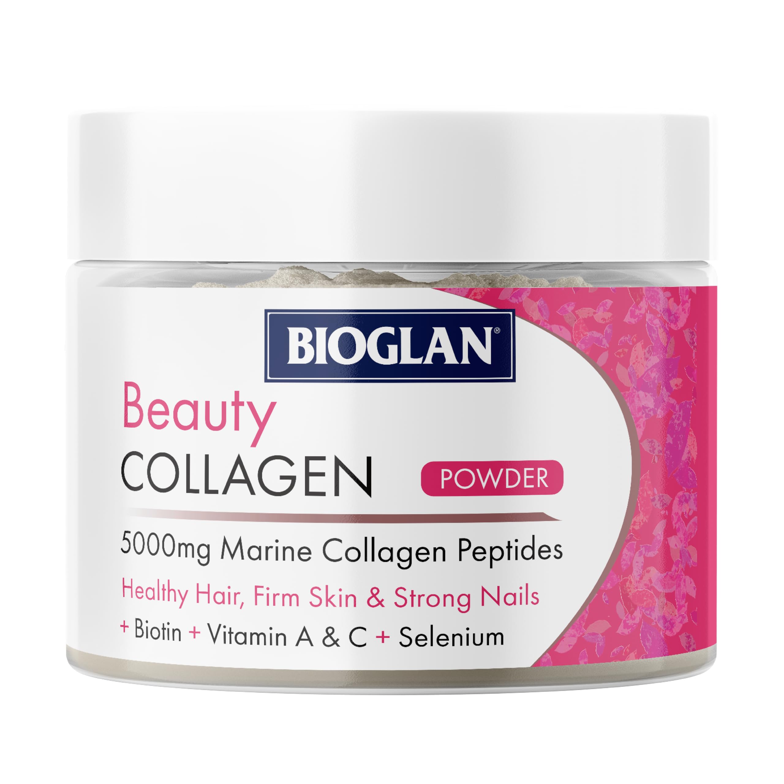 Bioglan Collagen Powder | 5000mg Marine Collagen Powder | Helps Support Healthy Looking Skin, Hair, Nails | Biotin | Vitamin C | Selenium | Hyaluronic Acid | 151g