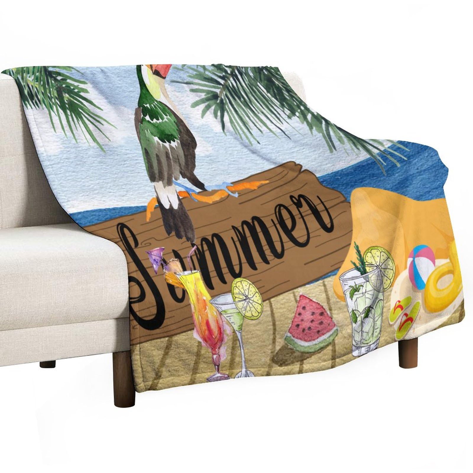 Plaid perroquet tropical pour soirées d'été fraîches en terrasse