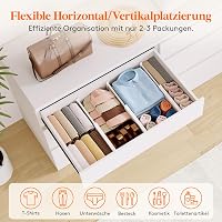 Lifewit 4 db-os Állítható Fiókrendező Szett 27-40 cm Hosszúságú Fiókokhoz, Fehér Elválasztó Rendszer Ruhásszekrénybe, Konyhába, Irodába 7