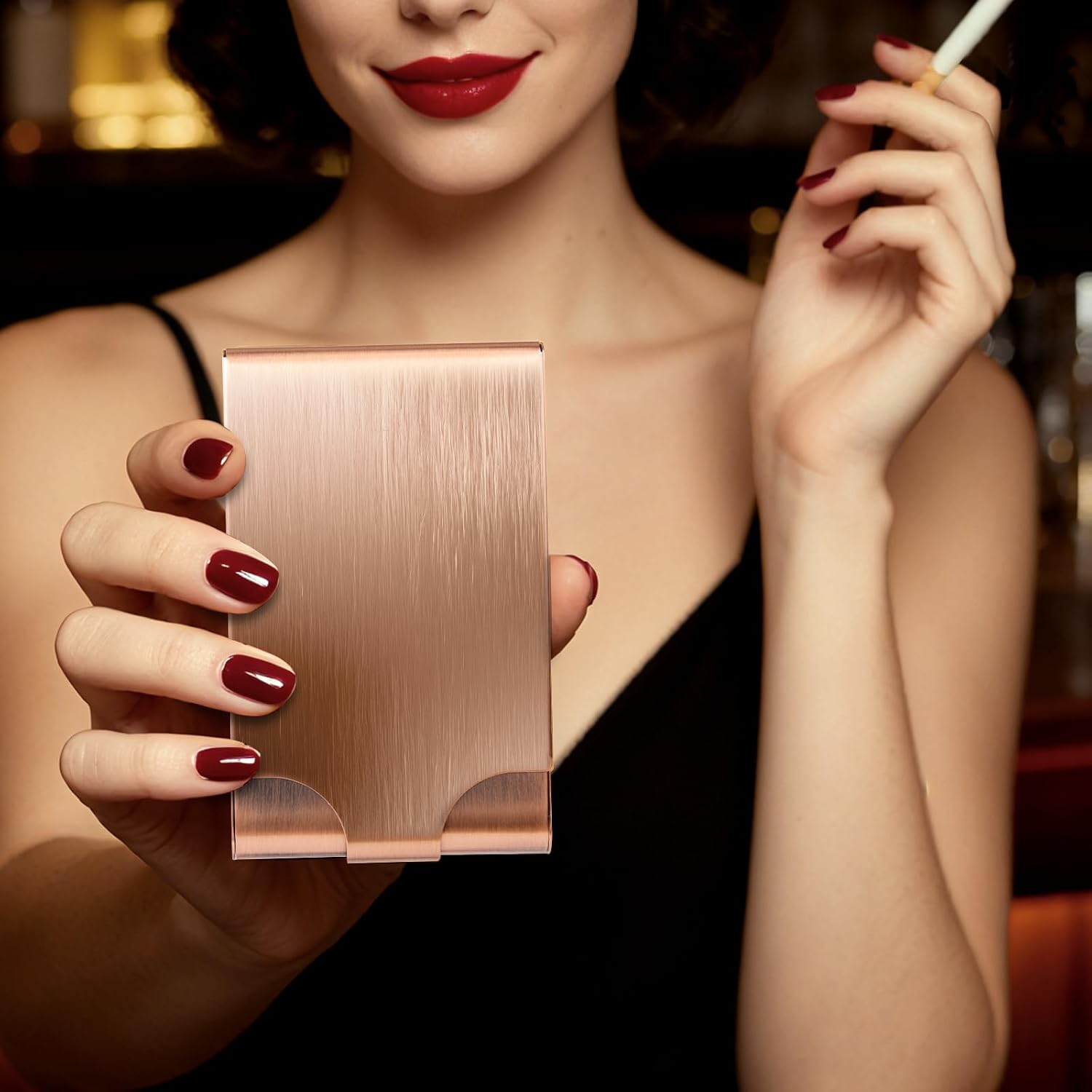 Vintage Red Copper Metal Cigarette Case Artistic Design with Brushed Finish for Sleek Aesthetics (Ancient red)