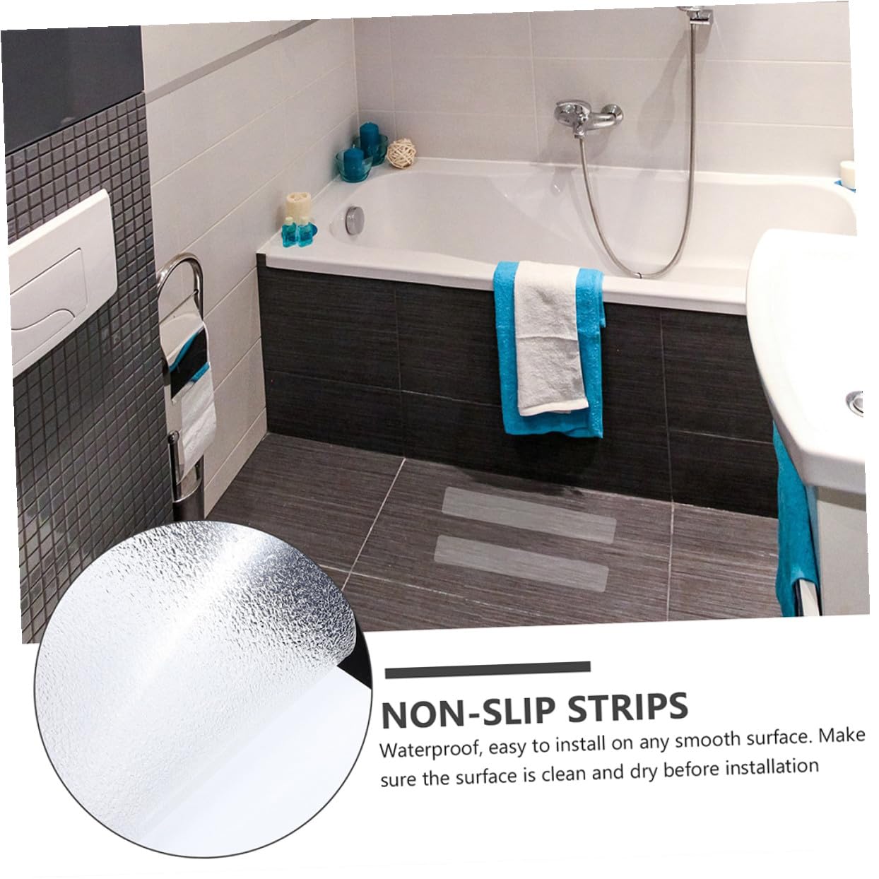 Hohopeti Tiras Antideslizantes Transparentes para Suelo 15x61 Cm 10 Unidades, Cinta de Seguridad para Escaleras y Baño, Adhesivo Resistente Peva para Ducha y Pisos Resbaladizos