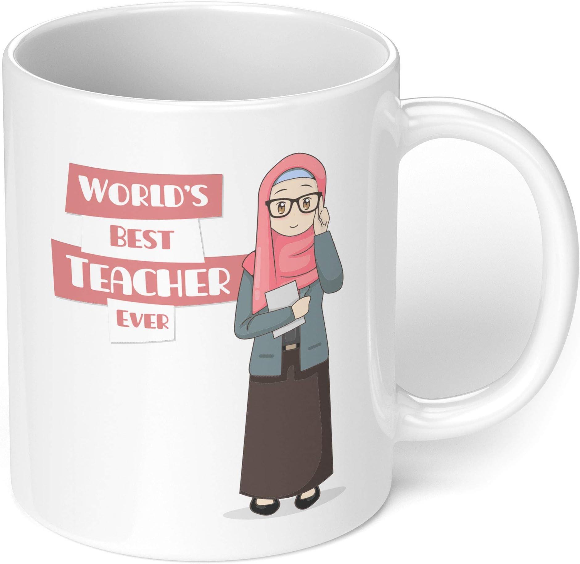 1 Mug - "Best Teacher Ever" Teachers Mug - Perfect for your cuppa Coffee, Tea, Karak, Milk, Cocoa or whatever Hot or Cold Beverage you Drink! - 11 Oz - White Colour