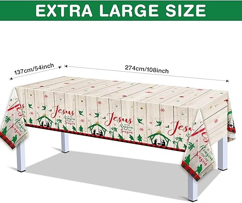 Miniatura 2 de Mantel de Navidad de 3 piezas, mantel de Navidad con texto en inglés "Merry Christmas", mantel rectangular de plástico con texto en inglés "Merry