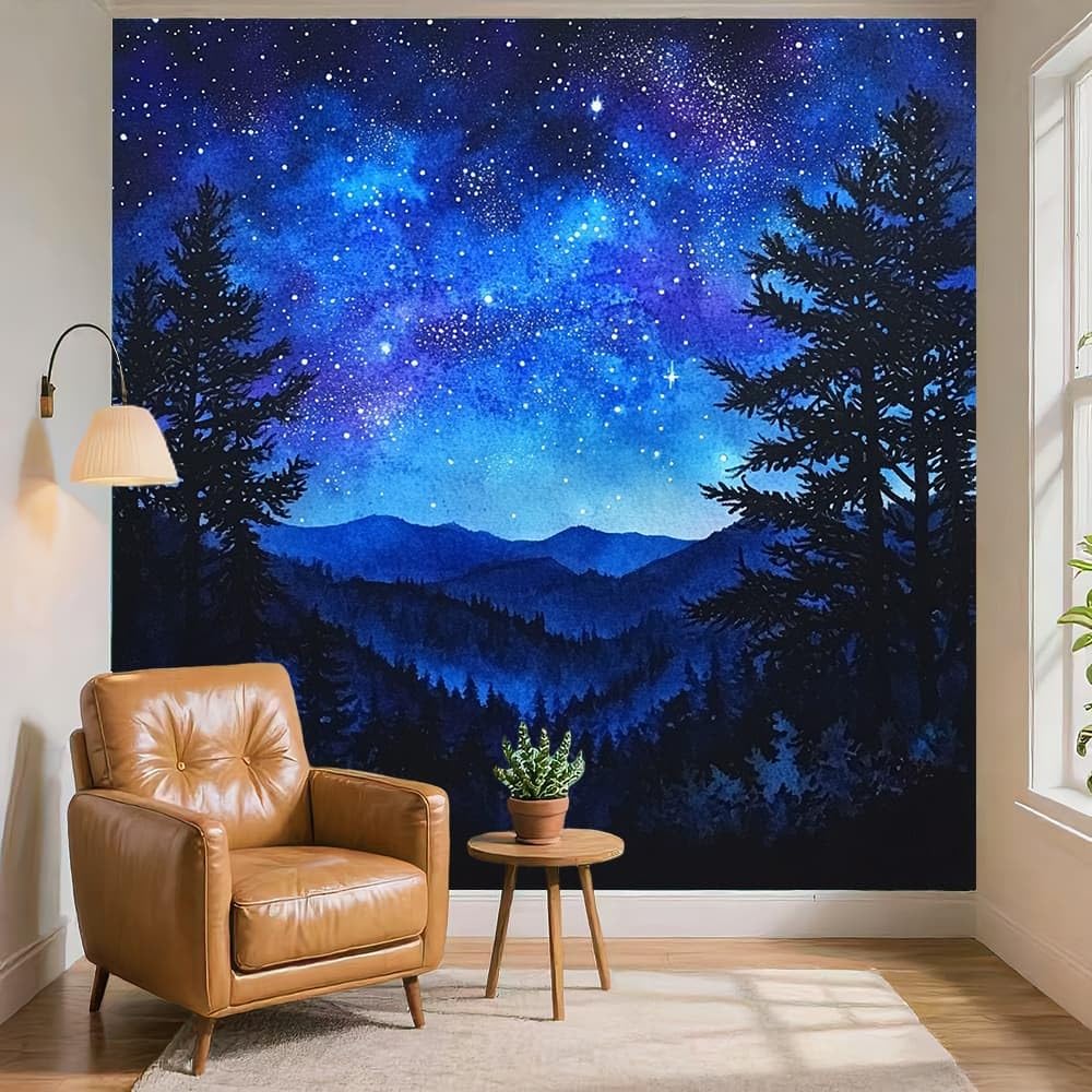 Moda Fototapeta 350 x 256 cm Kosmiczne Niebo Romantyczne 3D Zdejmowana Niebieska Panoramiczna Tapeta Biuro Sypialnia Salon, Hd Zdjęcie