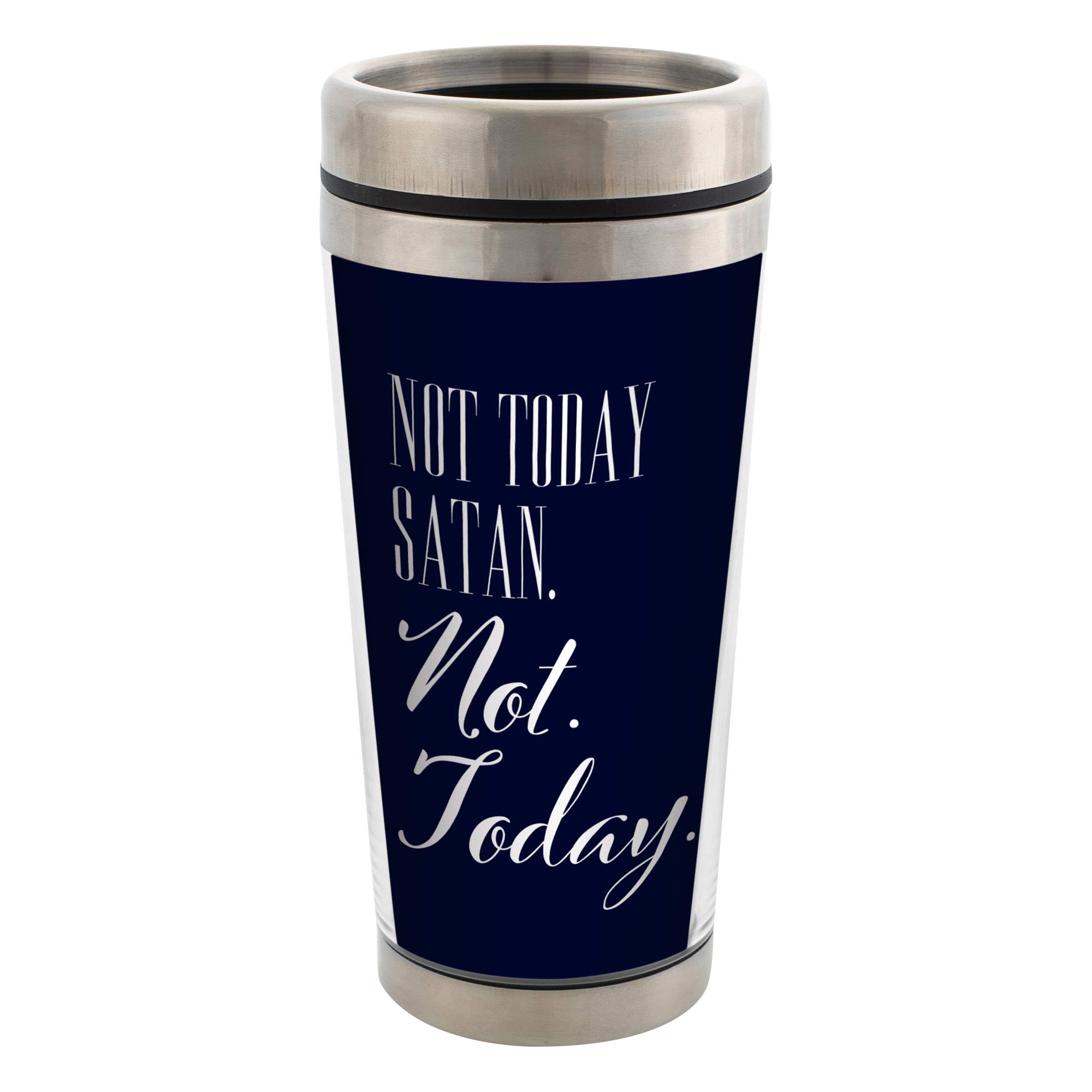 Elanze DesignsNot Today Satan, Not Today Stainless Steel 16 oz Travel Mug with Lid