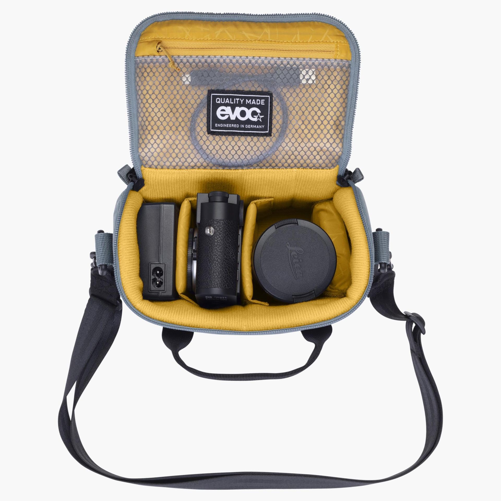 EVOC CB 3 torba fotograficzna na ramię (wodoodporna komora, wytrzymały materiał zewnętrzny niezawierający Pfc, w tym suwak T, wymiary: 10 x 14 x 20 cm, pojemność: 3 litry), stalowy