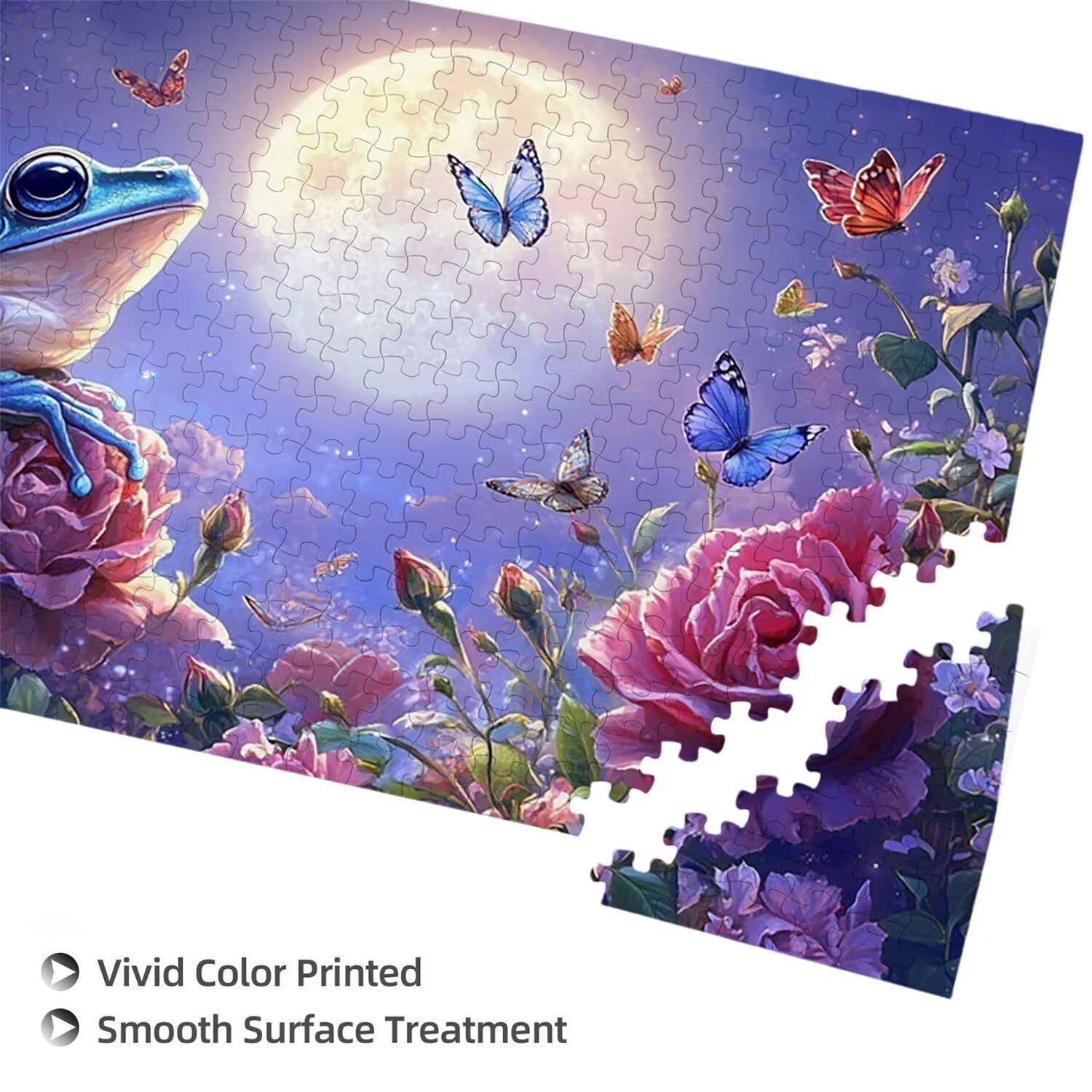 Puzzle de Madera para Adultos 1312 Piezas - Frog Moon, Obra de Arte de Juego de Rompecabezas para Adultos, Puzzle de Impresión de Alta Definición Multicolor, Pasatiempo Creativo Regalo b-790