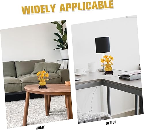 Miniatura 9 de IMIKEYA Árbol de dinero de cristal natural, citrino, Feng Shui, árbol bonsái, suerte, fortuna, riqueza, monedas, árboles artificiales, decoración de