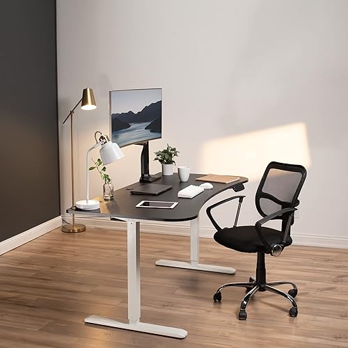 Miniatura 8 de VIVO - Escritorio eléctrico de altura ajustable color negro mesa de una sola pieza marco negro estación de trabajo de pie con elegante controlador