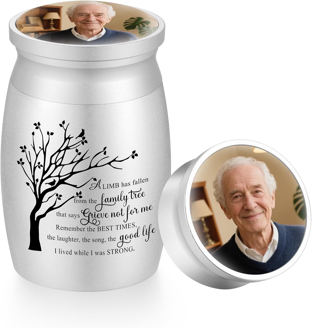 XIUDA Small Urns for Human Ashes Keepsake Tree of Life Aluminum Memorial Mini Cremation Urn for Women Men Decorative Funeral Urns
