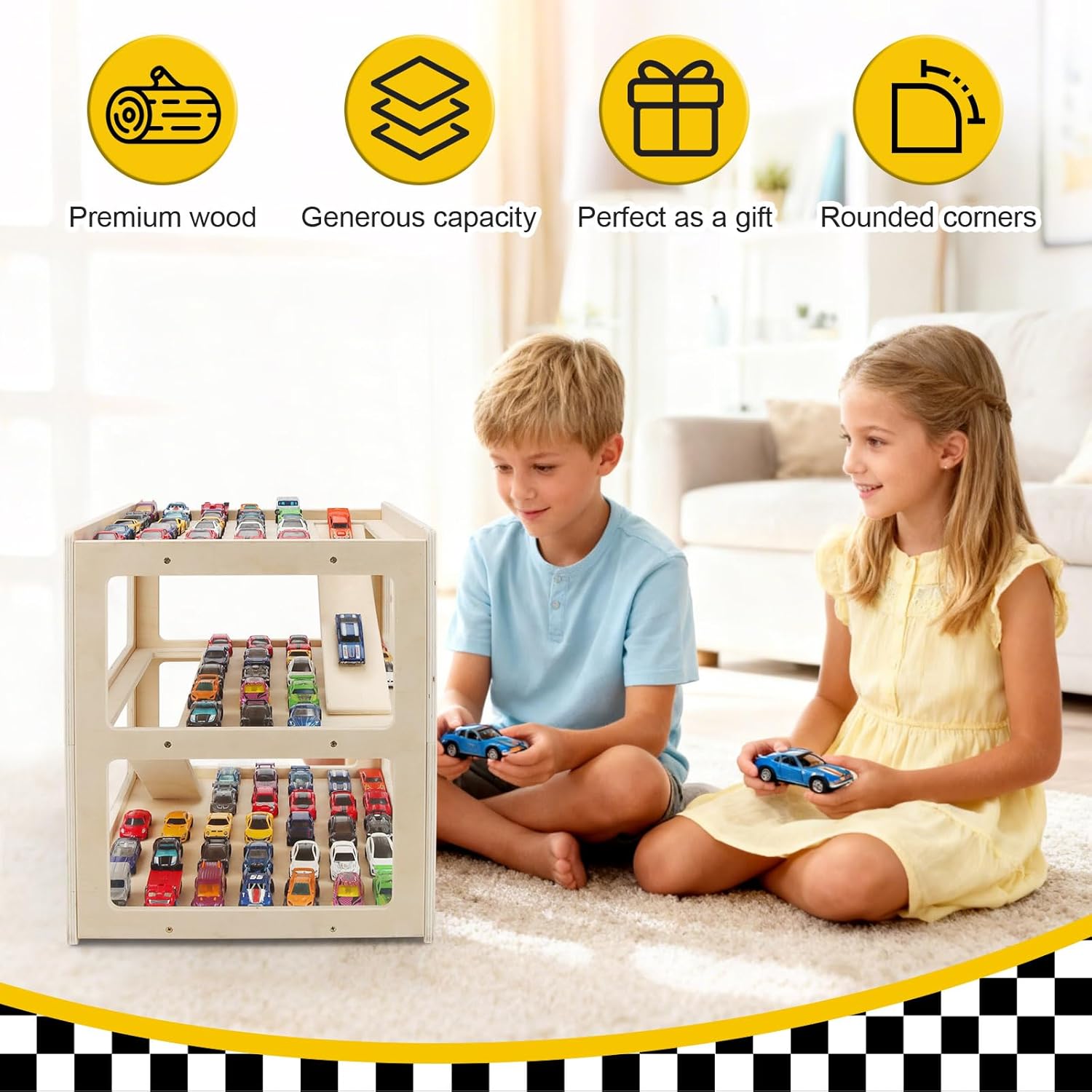 Display Case for Hot Wheels Garage & Matchbox Cars, 1/64 Scale Diecast Toy Car Garage, Storage Case for Hot Wheels, Parking Garage Diorama Toy Car Parking Car Ramp