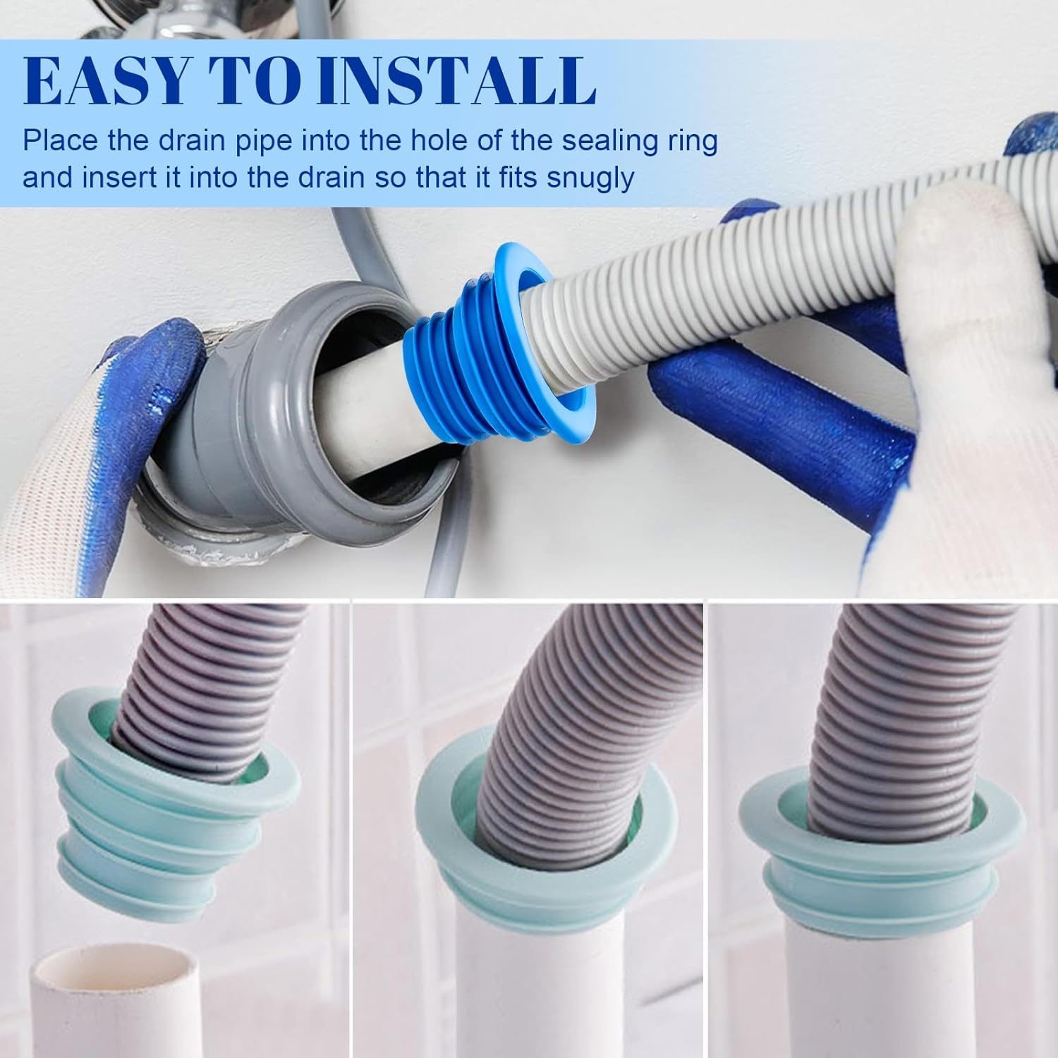 DORMICO Drain Pipe Seal Deodorant, Durable TPR Seal Hose Plug, Sealing Plug Sewer Seal Ring Pipe Connector for Bathroom Laundry Washing Machine Kitchen Cleaning Tools (Pack of 4) 1