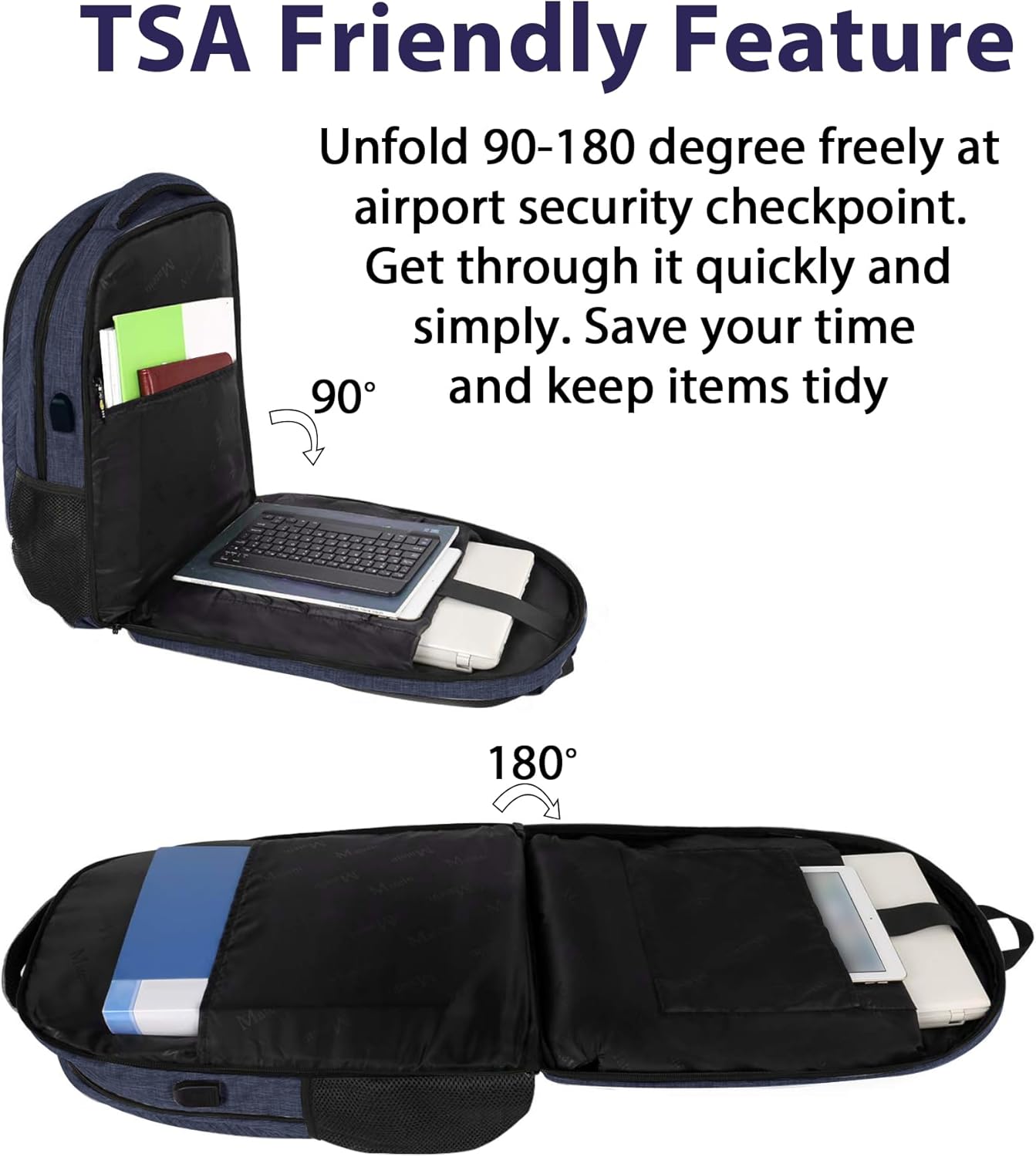 MATEIN 17 Inch Laptop Backpack, Large Work Backpack Travel Carry On TSA Approved with Trolley Sleeve, College Computer Bag with USB Charging Port, Water Resistant Commute Daypack for Men, Dark Blue - Image 2