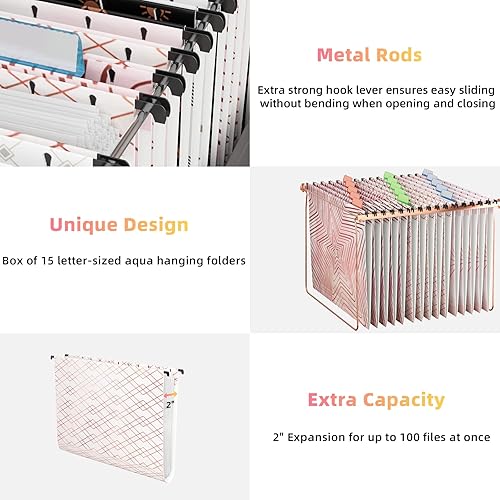 Miniatura 4 de Carpeta de archivos expandible con 13 bolsillos organizador de archivos de acordeón carpeta de archivos colgante paquete de 15 con 75 pestañas de