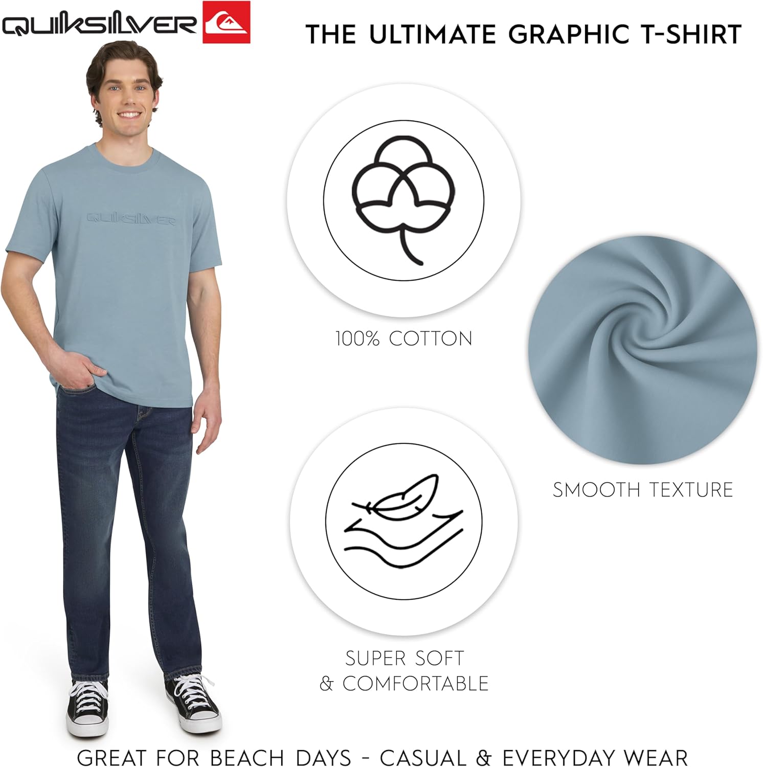 Quiksilver Men's Soft Cotton Premium Tee Short Sleeve T-Shirt - Image 3