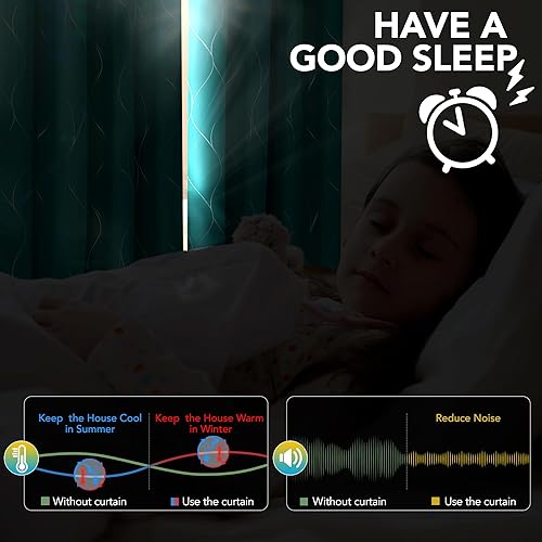 Miniatura 8 de Cortinas para aislar la luz Deconovo con estampado metálico de líneas onduladas, para oscurecer la habitación, con aislamiento térmico, ahorro de