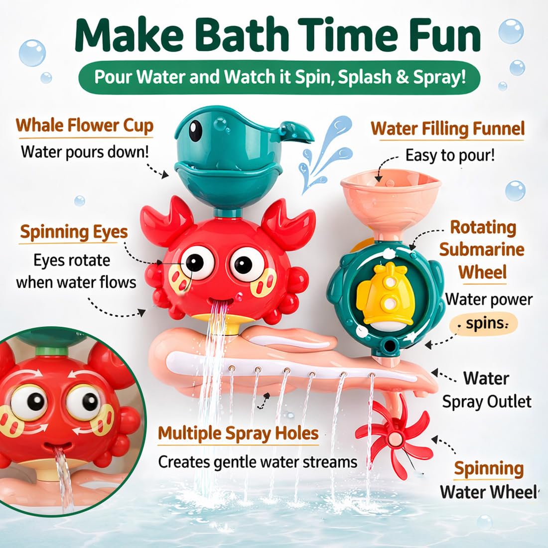 Badewannenspielzeug，Badewannenspielzeug Baby,Badespielzeug Wasserspielzeug Kinder Set ab 3 Jahre mit DIY-Doppelschienenspiel, Saugnäpfe, Kapseln und Bälle, Geschenk für Mädchen Jungen - 4