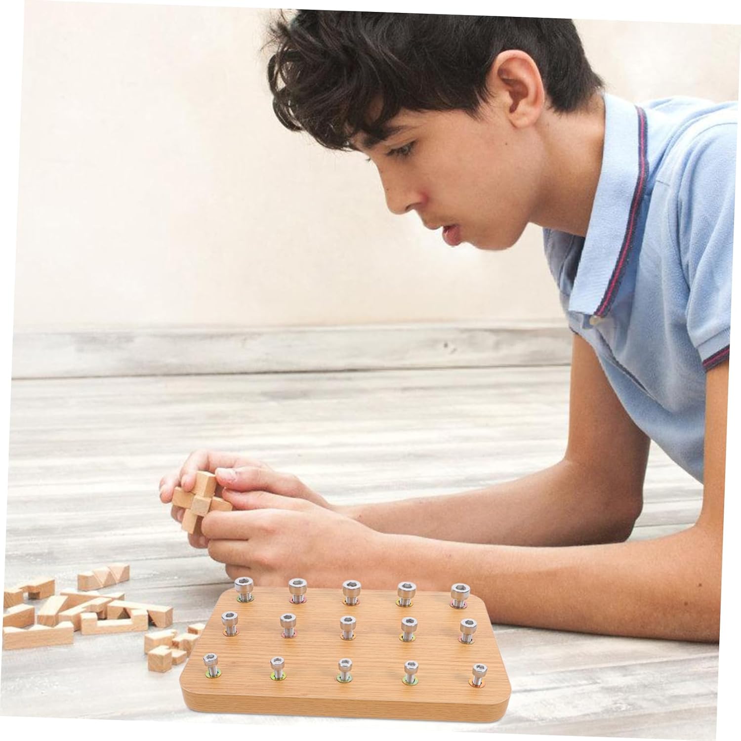 Rehabilitation Training Board with Wooden Nuts and Bolts for Hand Eye Coordination and Finger Exercise Therapy Occupational Hand Rehabilitation Tool 9.44X6.10X0.70 Inches