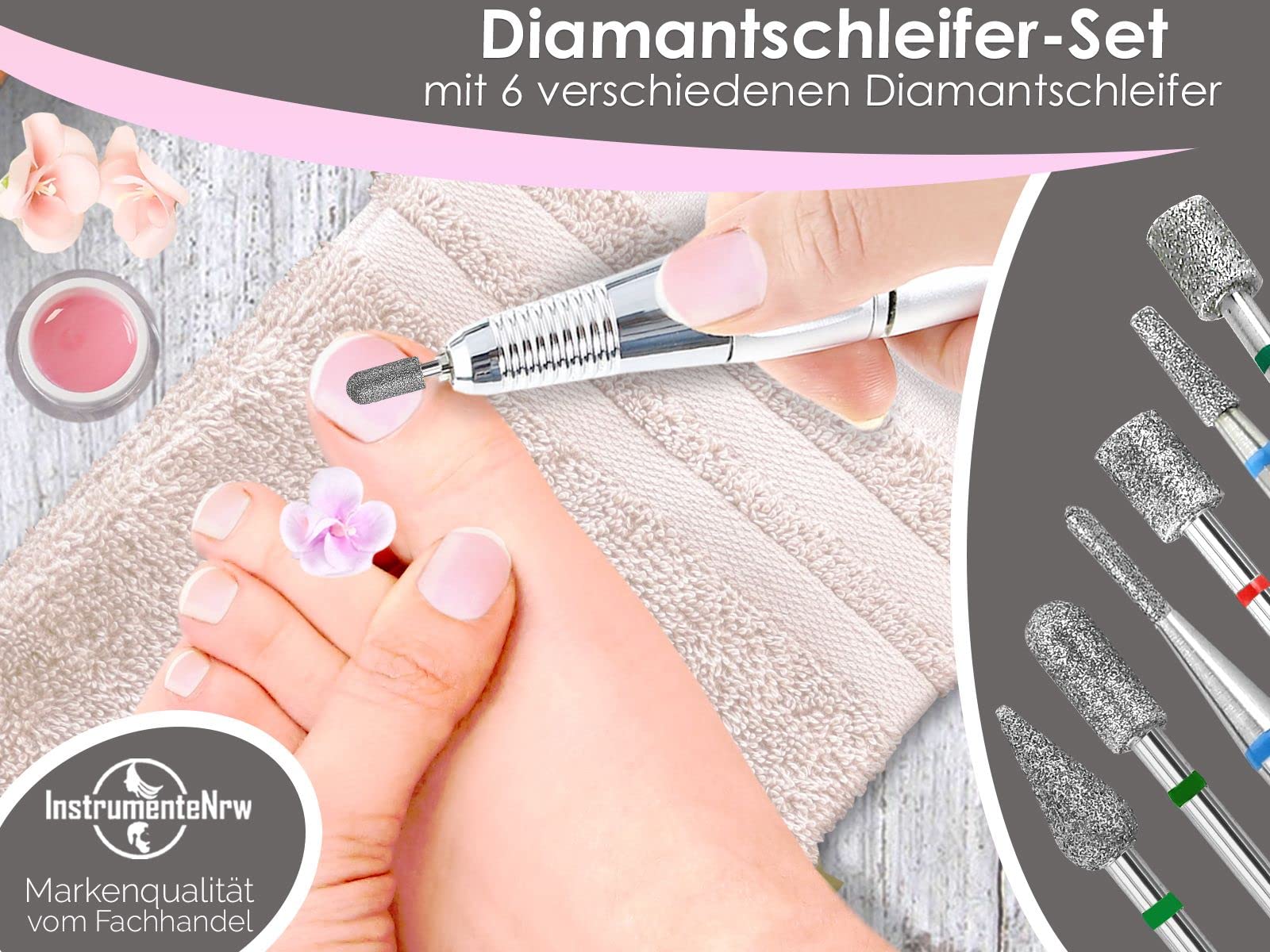 Diamantschleifer Fräser-Set 7-Teilig für Fußpflege und Maniküre