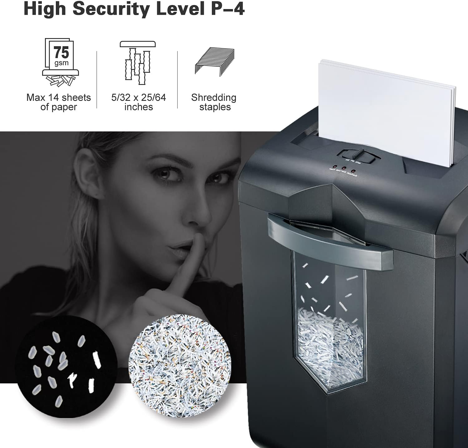 Black Friday Sale 2022 Bonsaii Updated 60-Minute Heavy-Duty Micro-Cut Paper Shredder, 14-Sheet Shredding Capacity for Office and Home Use, Destroys Credit Card/Staples/Clips, 6-Gallon Pullout Wastebasket, Black (C149-D)