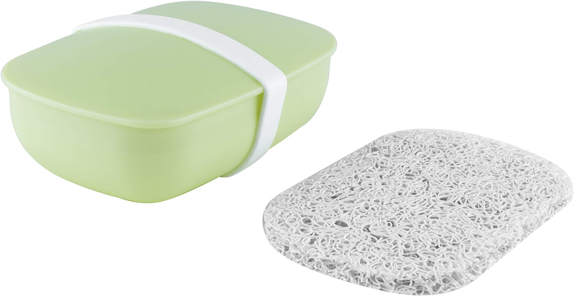 Snowkingdom Travel Soap Holder Box Container with Strong Sealing & Silicone Band & Soap Saver, Portable Leak Proof - Green