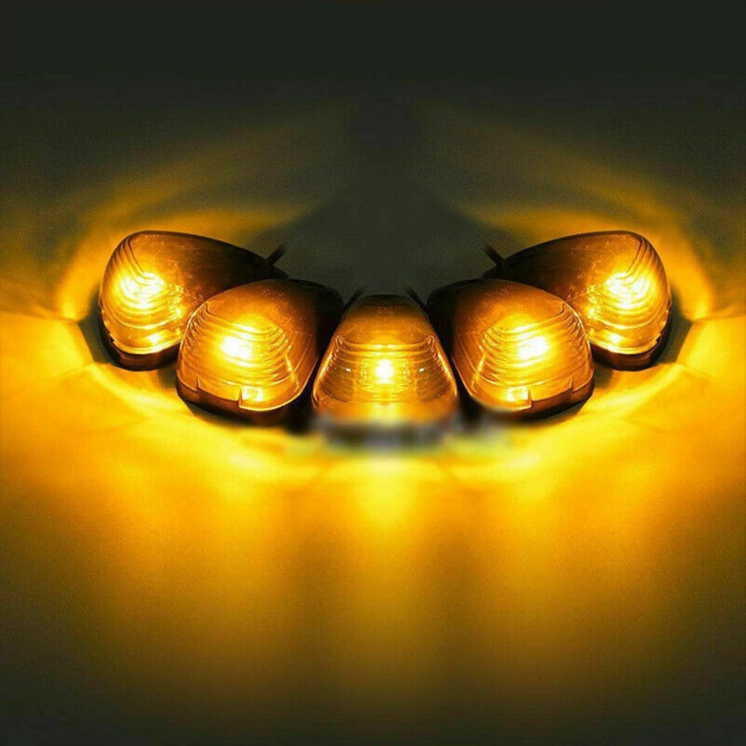 5X Amber LED Cab Roof Marker Light Kit For 99-16 Ford F250 F350 F450 Super Duty