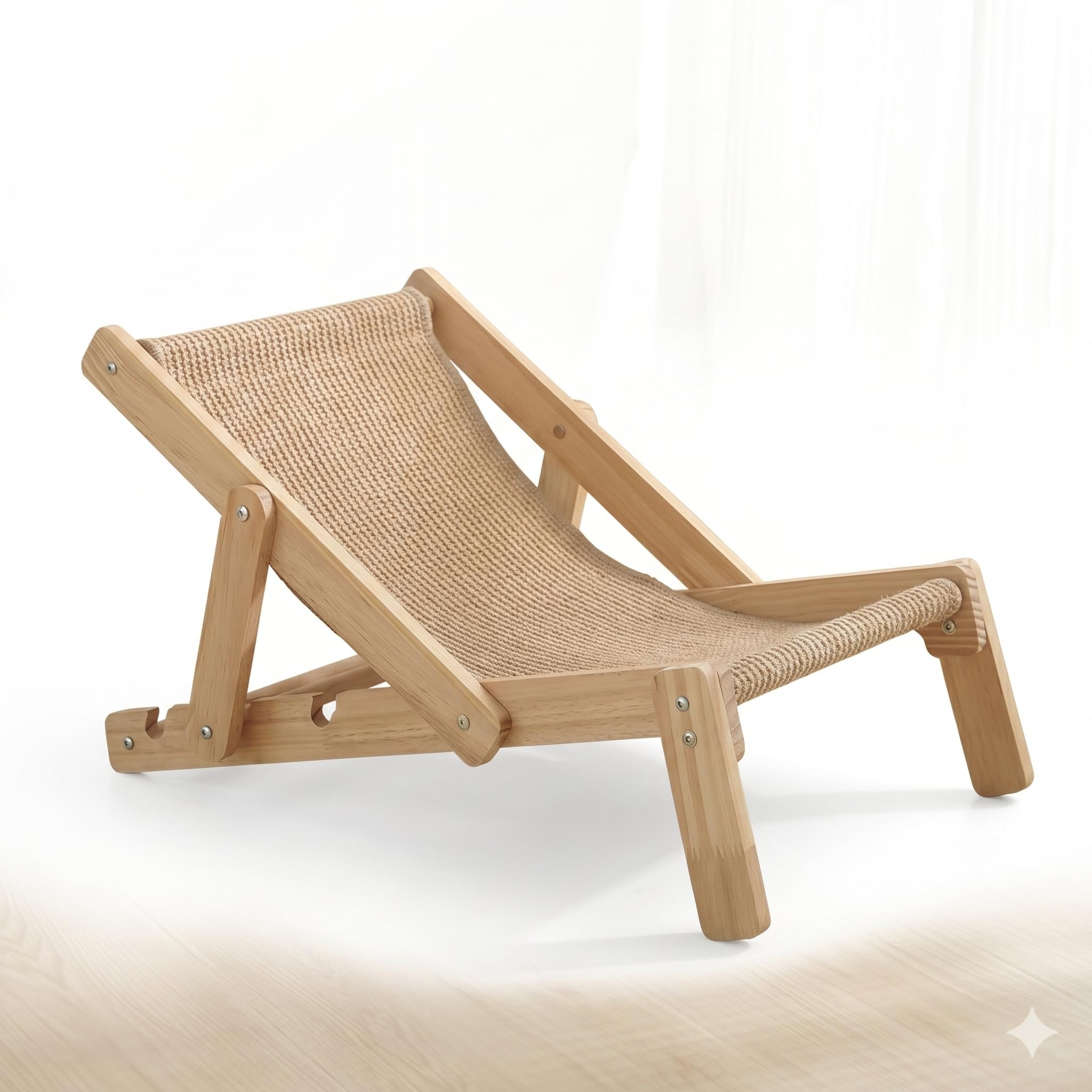 Chaise longue pliable pour chat dans le salon avec griffoir sisal