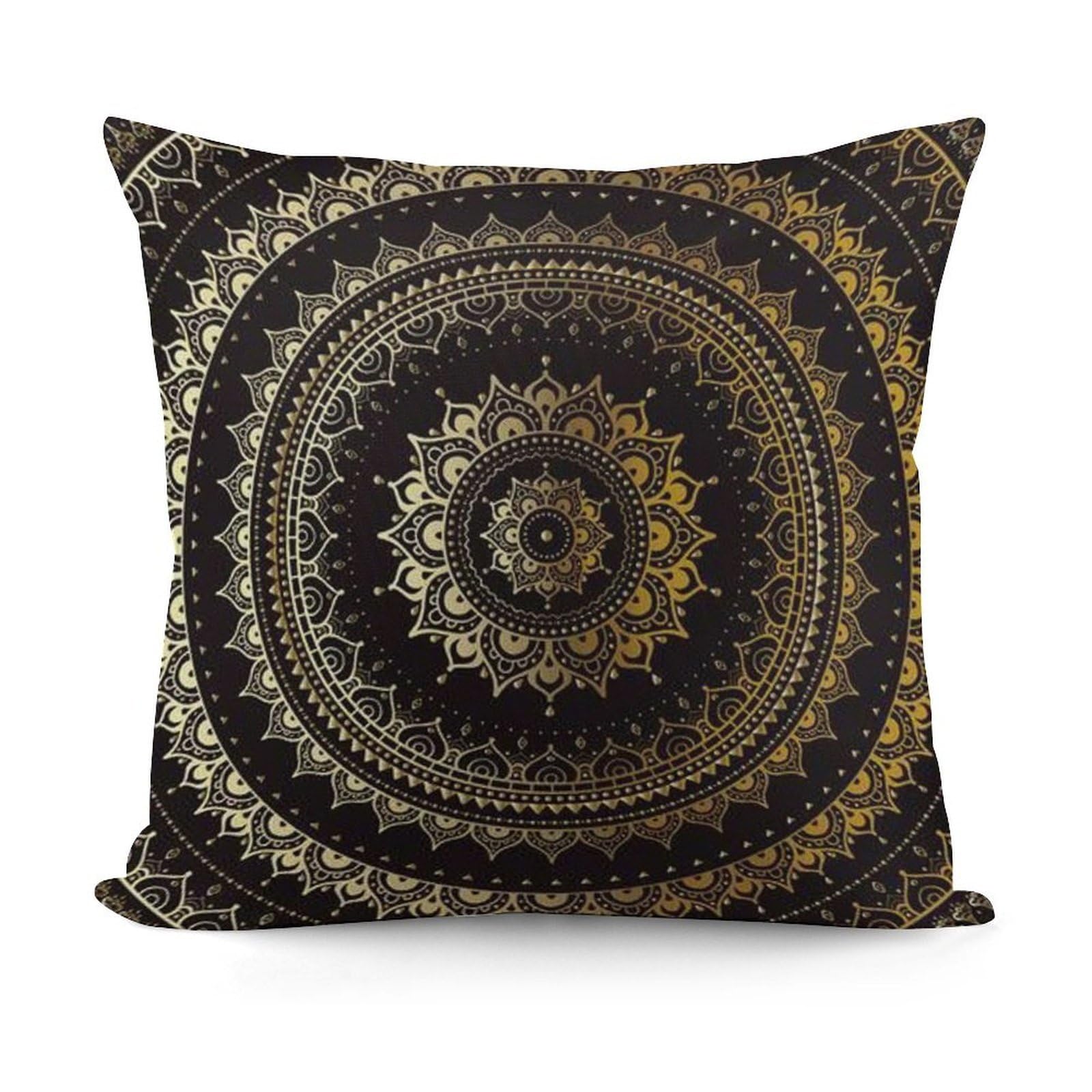 FekiLoot Mandala Plush Cushion Covers, Double-Sided Throw Pillow Covers with Invisible Zipper, Comfortable Soft Square Cushion Cases for Sofa Bedroom Living Room 18x18 Inch (45x45cm)