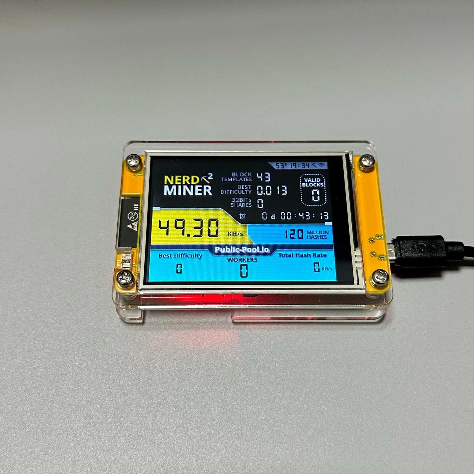 Bitcoin Miner NerdMiner V2 ESP32 Development Board, 2.8