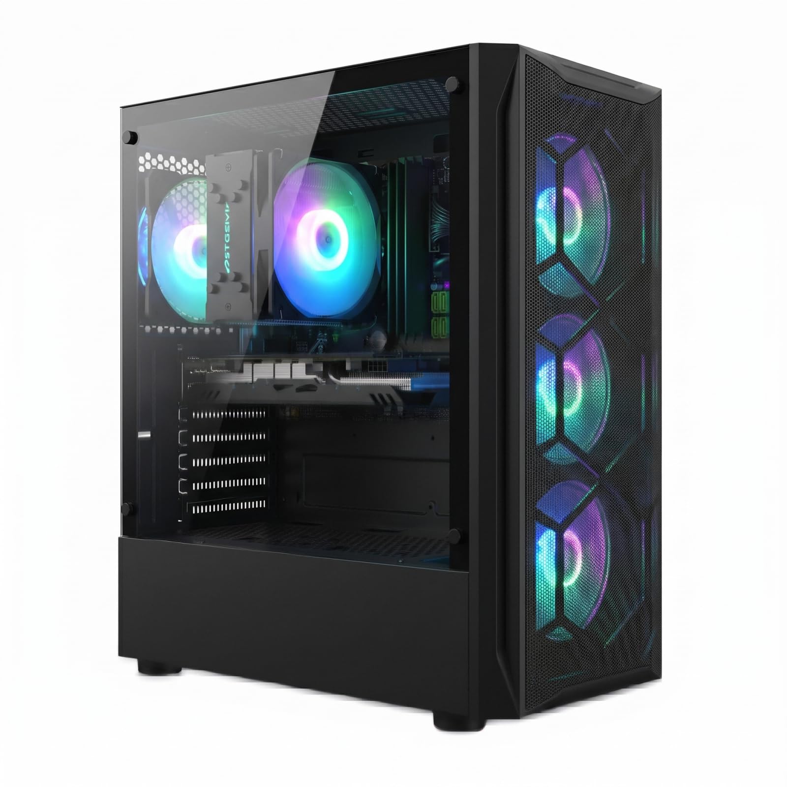STGsivir PC Gaming, Ordenador de Sobremesa Gaming, Intel Core i7 hasta 3.9GHz, AMD Radeon RX 580 8GB, 16GB RAM,512GB SSD,WiFi 6,BT5.0,RGB Ventiladores x4,Windows11 Pro
