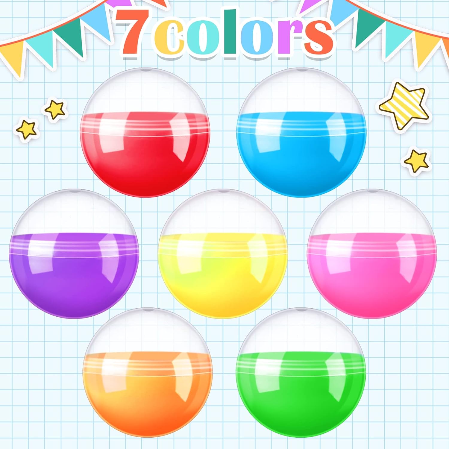 Sosation 150 Pcs 2 Inch Gumball Vending Machine Capsules Empty Round Plastic Containers for Prizes Party Favors (Stylish Color)
