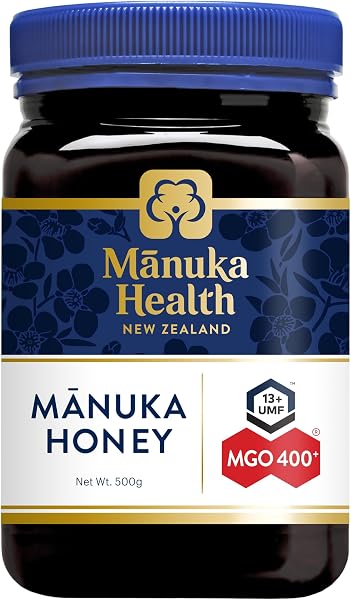Manuka Health - Manuka Honig MGO 400+ 500g, hergestellt und abgefüllt in Neuseeland mit zertifiziertem Methylglyoxal Gehalt, natürlicher Manuka Honig von der Manukapflanze, 100% Manuka, vegetarisch - 1
