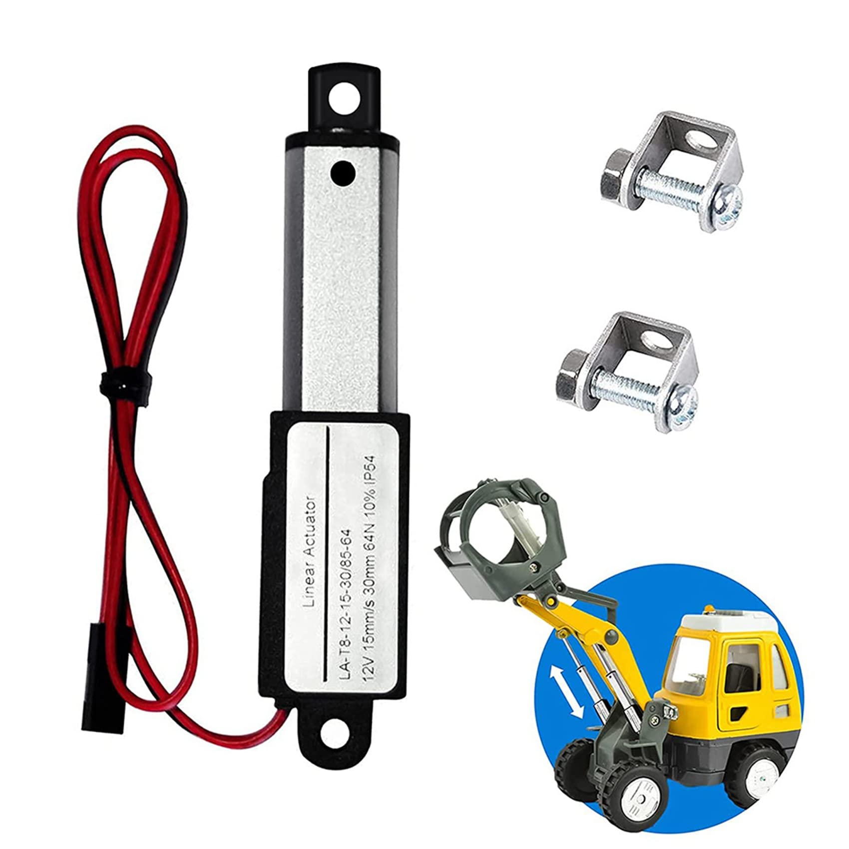 2X Mini Actuador Lineal Eléctrico - de 1,2 Pulgadas, 64N / 14.4Lb, Velocidad 0,6 Pulgadas/S Mini Actuador de Movimiento Impermeable Pequeño 12 V Dc